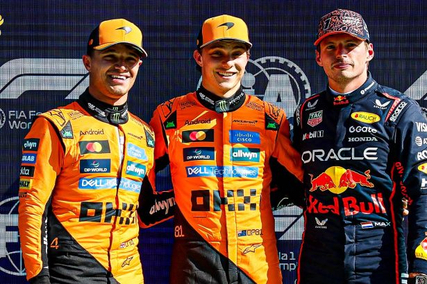 McLaren drivers - Lando Norris, Oscar Piastri with Max Verstappen